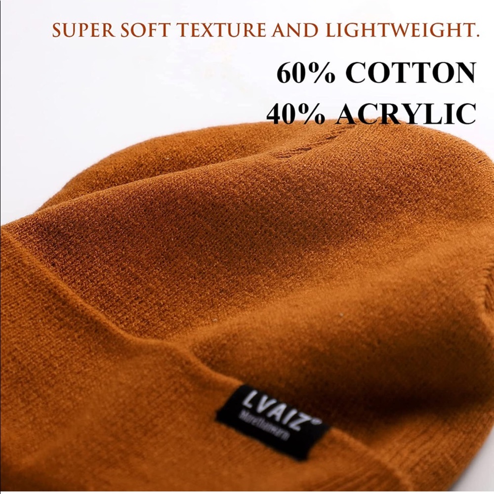 BROWN UNISEX SATIN LINED (winter) BEANIE HAT (BRAND NEW) - Picture 3 of 5